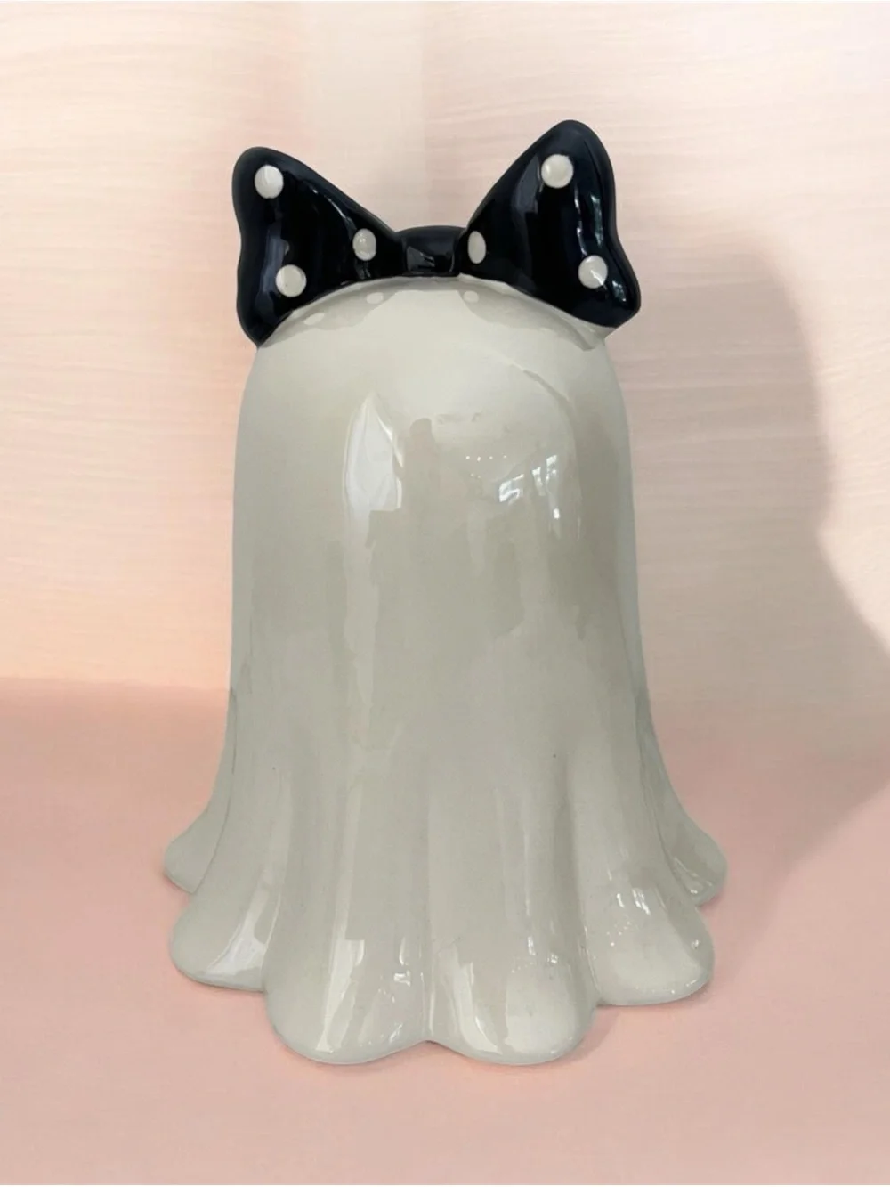Decorative white  Ghost Figurine with Blue Bow - Home Accents